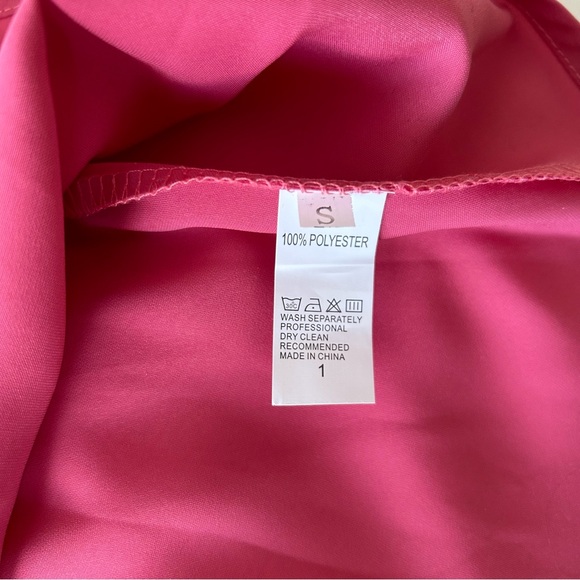 Candy Pink Asymmetrical Sleeveless Cocktail Midi Summer Dress - Picture 5 of 5